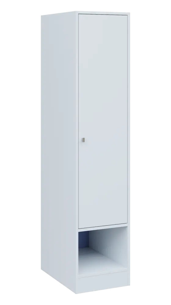 QN 5 - 4STN skříň šatní, 1-dveřová, pravá, výsuvné ramínko, 1830x400x600, bílá/blankyt